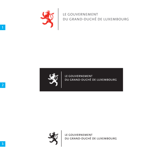 Illustration of 1. Red Logotype; 2. Negativ Logotype; 3.Black Logotype